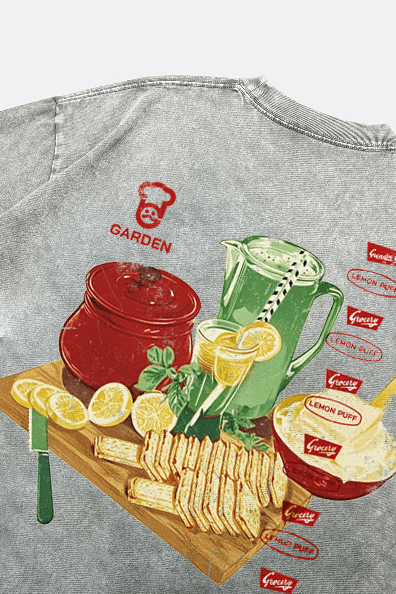 GROCERY x GARDEN LEMON PUFF WASHED GRAPHIC BOXY TEE/ GREY - GROGROCERY
