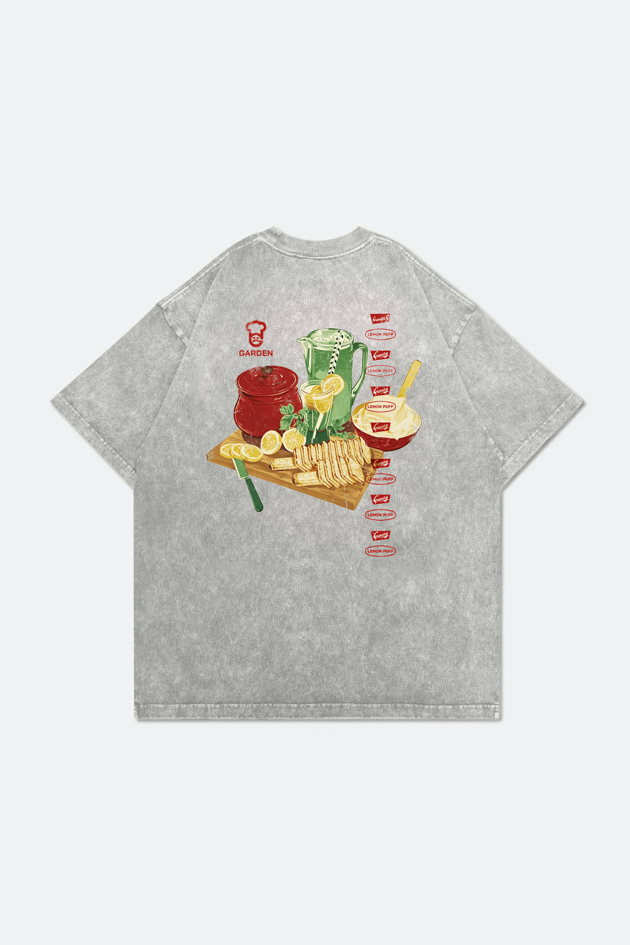 GROCERY x GARDEN LEMON PUFF WASHED GRAPHIC BOXY TEE/ GREY - GROGROCERY