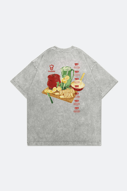 GROCERY x GARDEN LEMON PUFF WASHED GRAPHIC BOXY TEE/ GREY - GROGROCERY