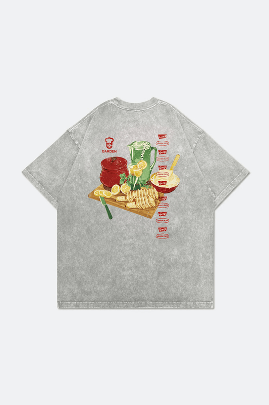 GROCERY x GARDEN LEMON PUFF WASHED GRAPHIC BOXY TEE/ GREY - GROGROCERY