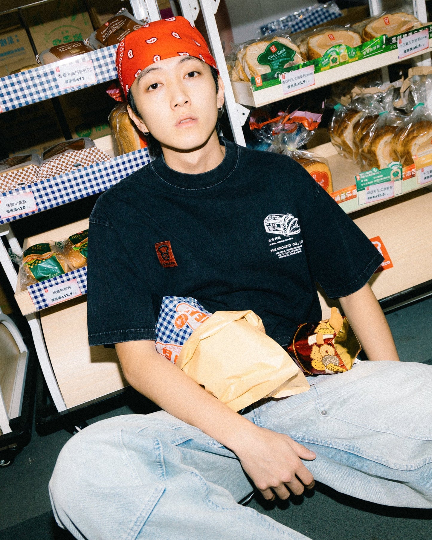 GROCERY x GARDEN MEGA INVOICE WASHED GRAPHIC BOXY TEE/ BLACK - GROGROCERY
