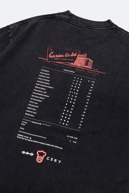 GROCERY x GARDEN MEGA INVOICE WASHED GRAPHIC BOXY TEE/ BLACK - GROGROCERY