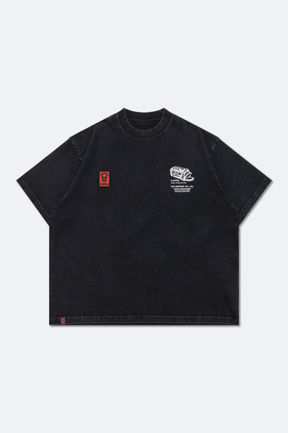 GROCERY x GARDEN MEGA INVOICE WASHED GRAPHIC BOXY TEE/ BLACK - GROGROCERY