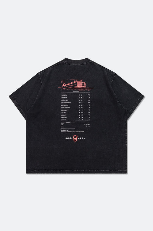 GROCERY x GARDEN MEGA INVOICE WASHED GRAPHIC BOXY TEE/ BLACK - GROGROCERY
