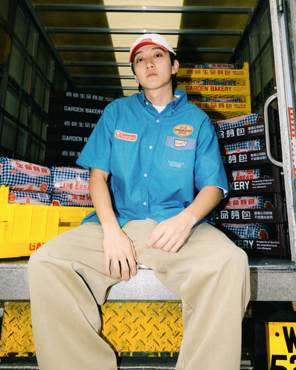GROCERY x GARDEN PATCH SHORT SLEEVE POCKET SHIRT/ BLUE - GROGROCERY