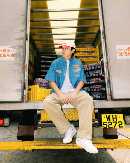 GROCERY x GARDEN PATCH SHORT SLEEVE POCKET SHIRT/ BLUE - GROGROCERY