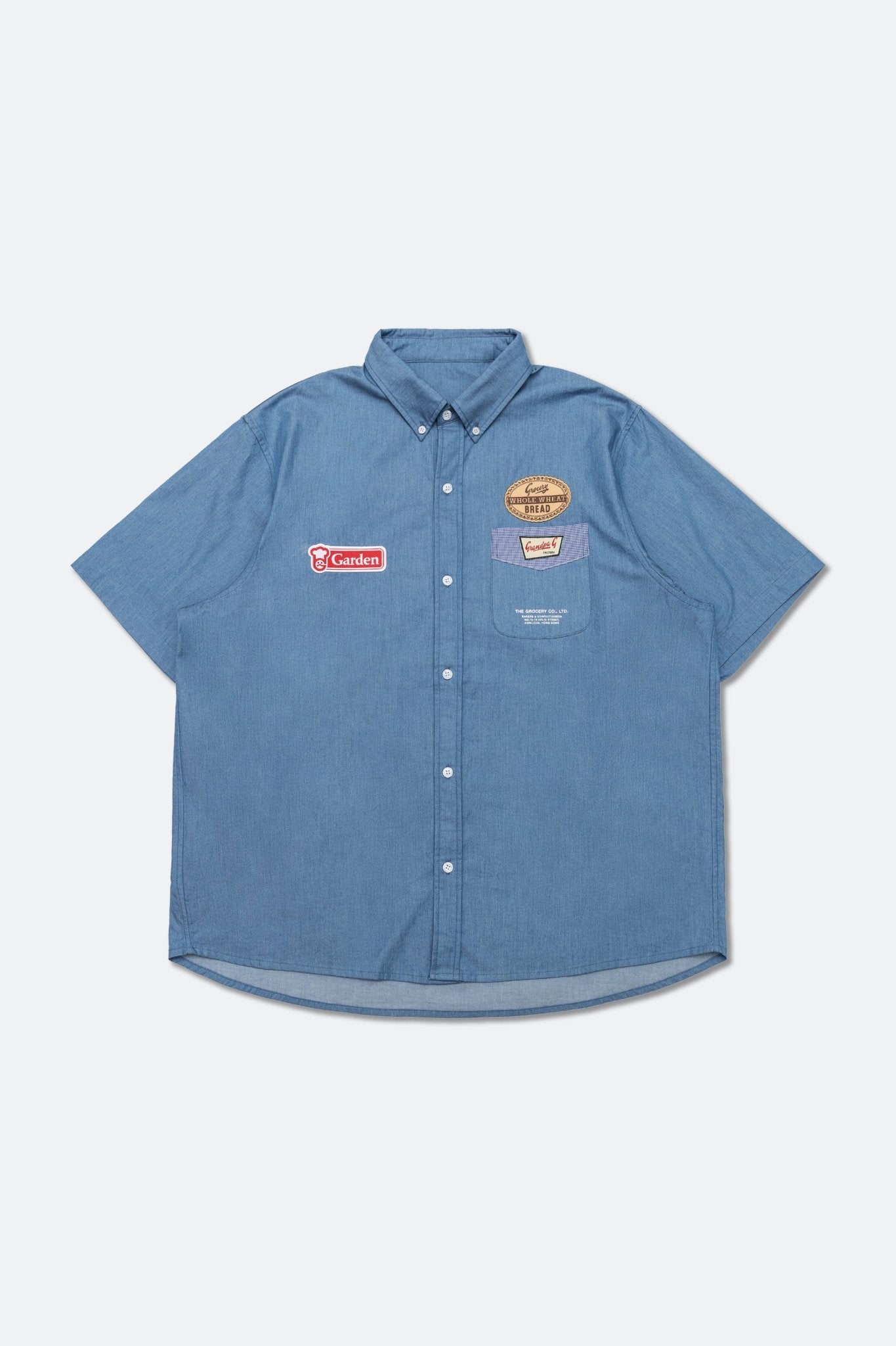 GROCERY x GARDEN PATCH SHORT SLEEVE POCKET SHIRT/ BLUE - GROGROCERY