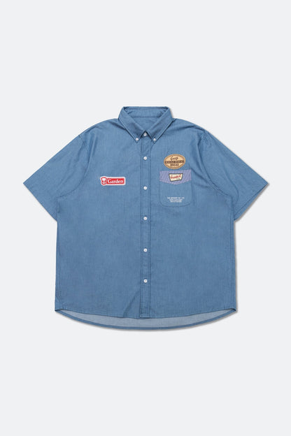 GROCERY x GARDEN PATCH SHORT SLEEVE POCKET SHIRT/ BLUE - GROGROCERY