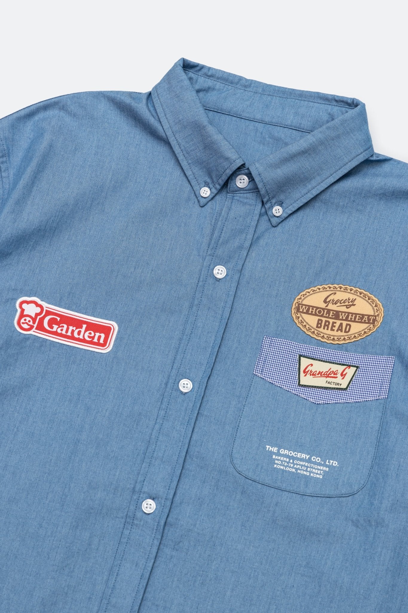 GROCERY x GARDEN PATCH SHORT SLEEVE POCKET SHIRT/ BLUE - GROGROCERY