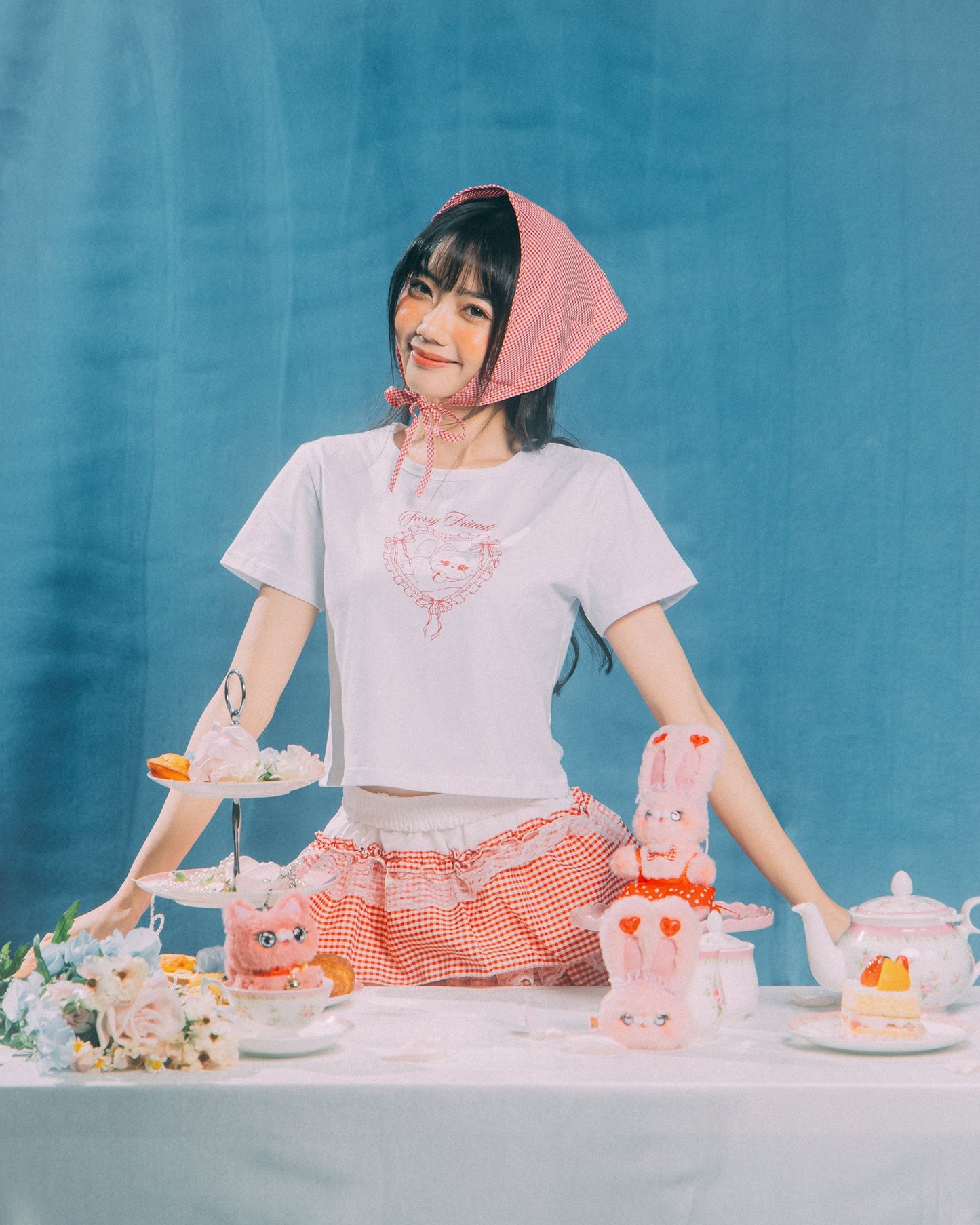 GROCERY x GRRRR LACE HEART CAT BOXY BABY TEE/ WHITE - GROGROCERY