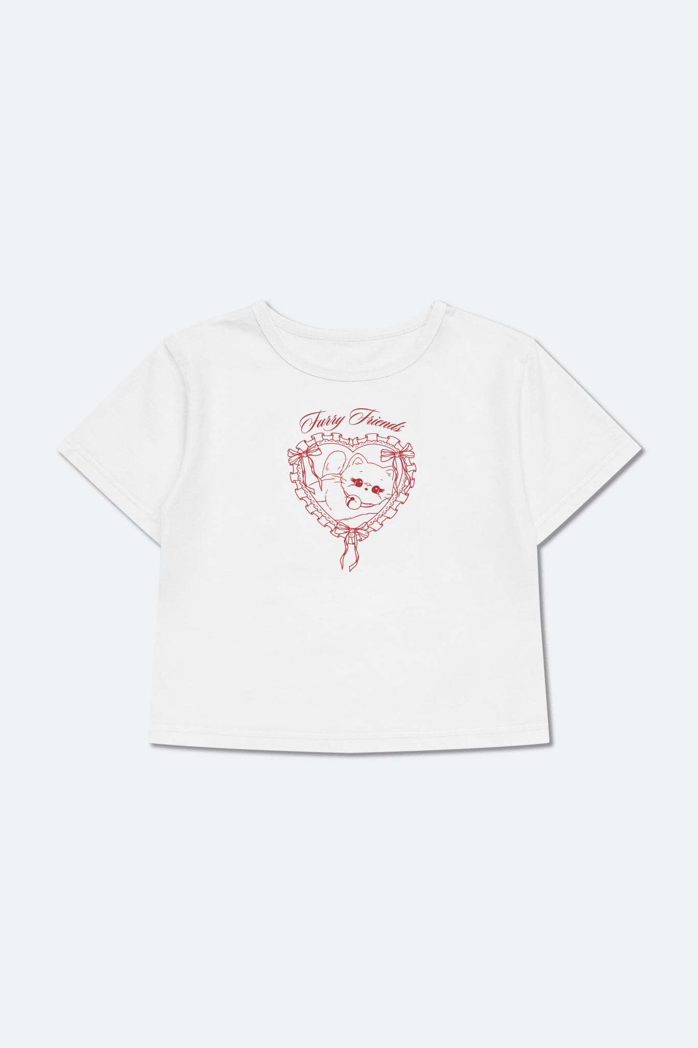 GROCERY x GRRRR LACE HEART CAT BOXY BABY TEE/ WHITE - GROGROCERY