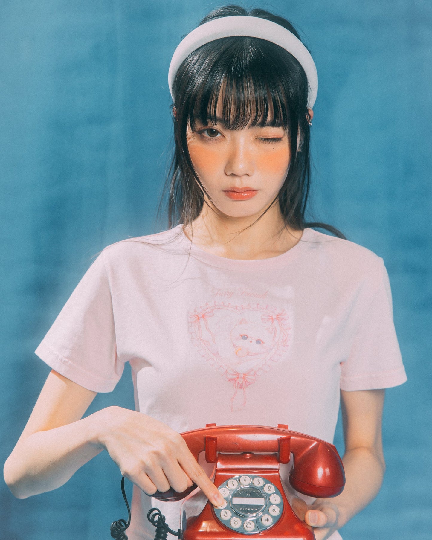 GROCERY x GRRRR LACE HEART CAT WASHED BOXY BABY TEE/ PINK - GROGROCERY