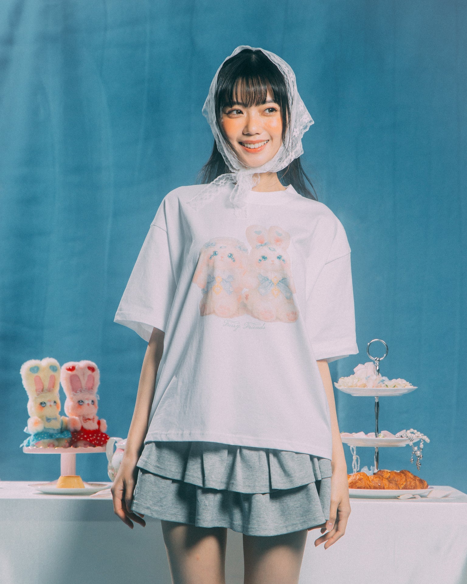 GROCERY x GRRRR PUDDING & CIJEO OVERSIZED TEE/ WHITE - GROGROCERY