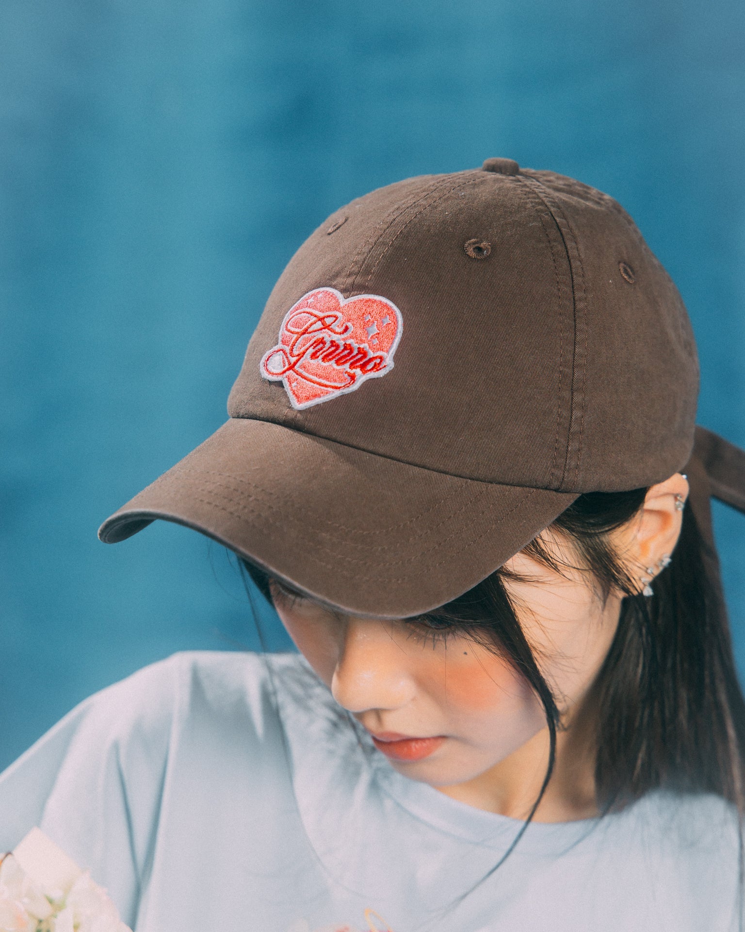 GROCERY x GRRRR WASHED LOGO CAP WITH BOW/ BROWN - GROGROCERY