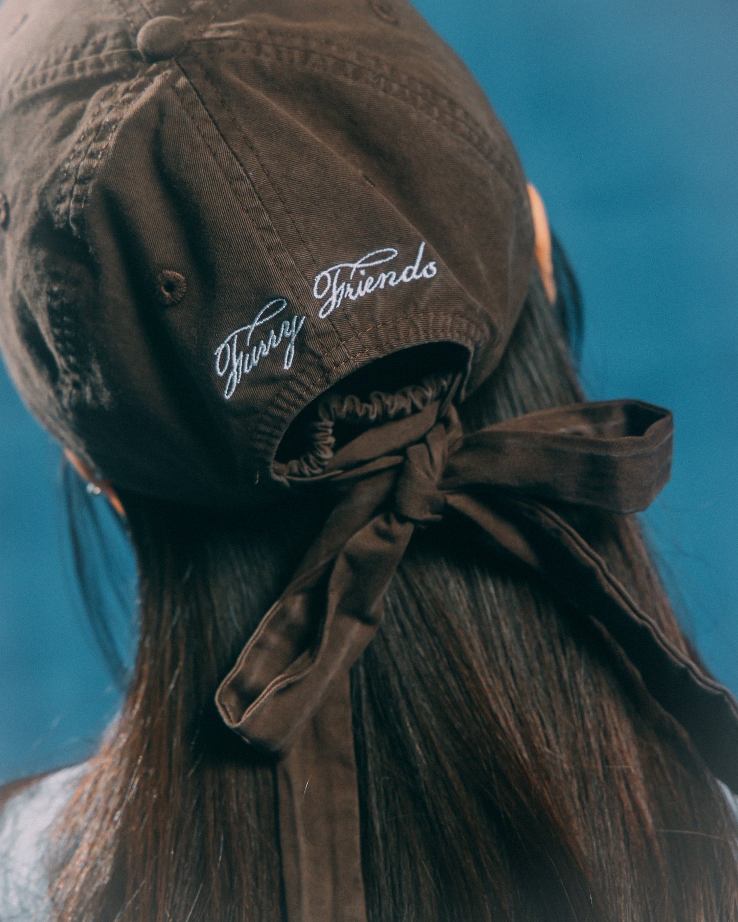 GROCERY x GRRRR WASHED LOGO CAP WITH BOW/ BROWN - GROGROCERY