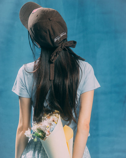 GROCERY x GRRRR WASHED LOGO CAP WITH BOW/ BROWN - GROGROCERY