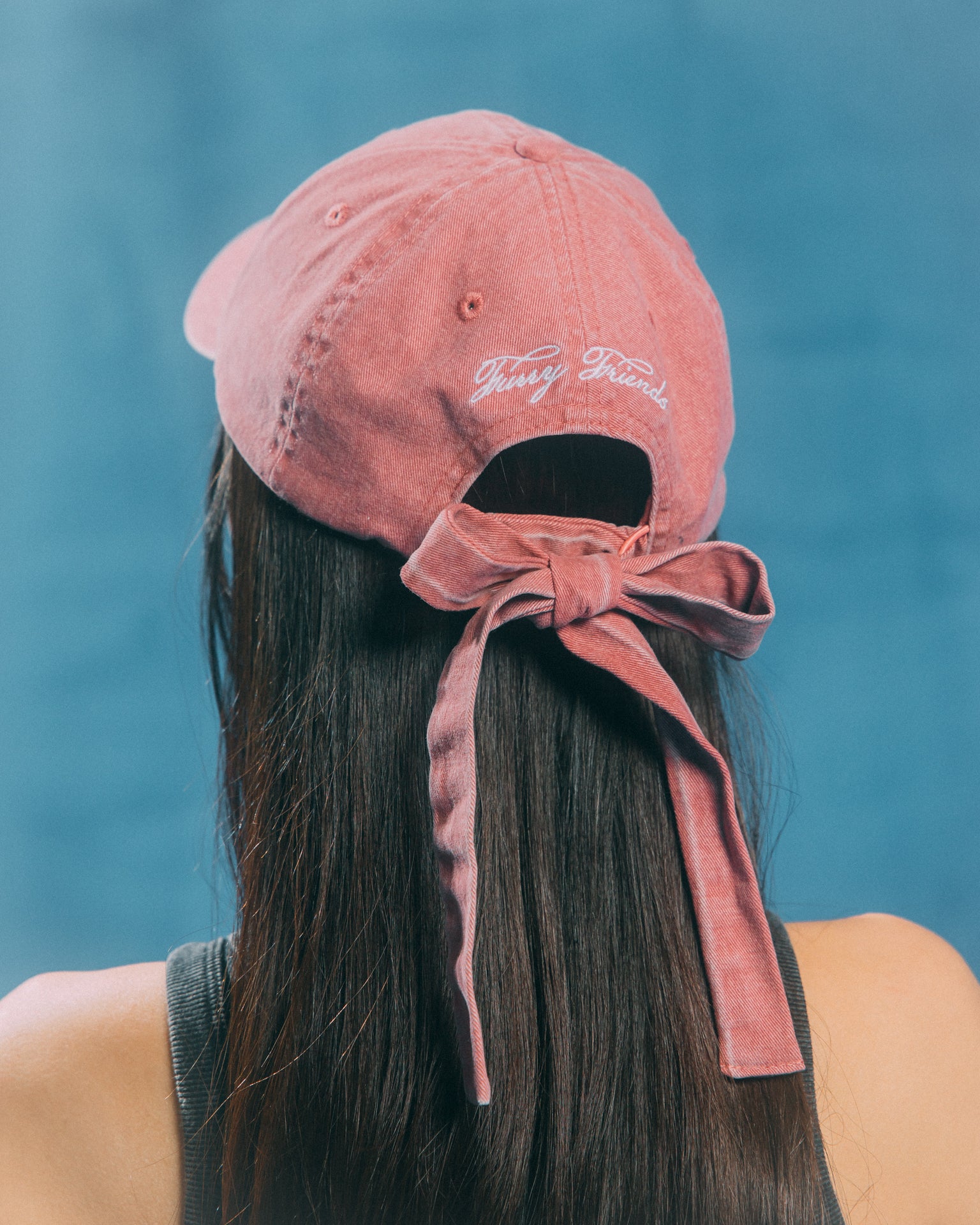 GROCERY x GRRRR WASHED LOGO CAP WITH BOW/ DUSTY PINK - GROGROCERY