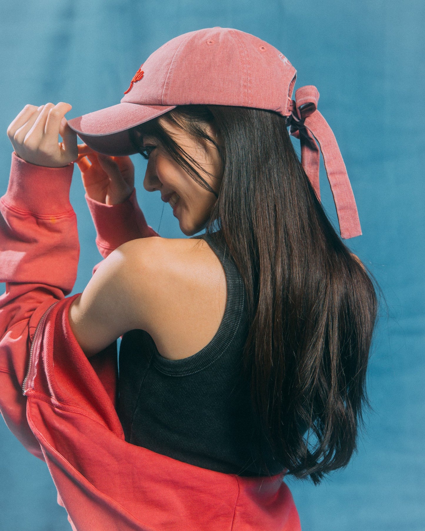 GROCERY x GRRRR WASHED LOGO CAP WITH BOW/ DUSTY PINK - GROGROCERY