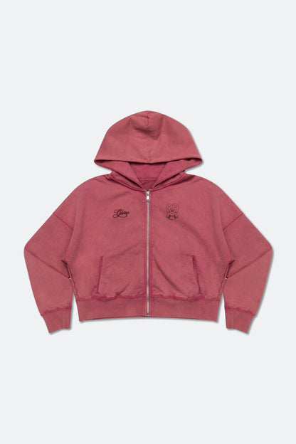 GROCERY x GRRRR WASHED ZIP UP HOODIE/ RASPBERRY - GROGROCERY