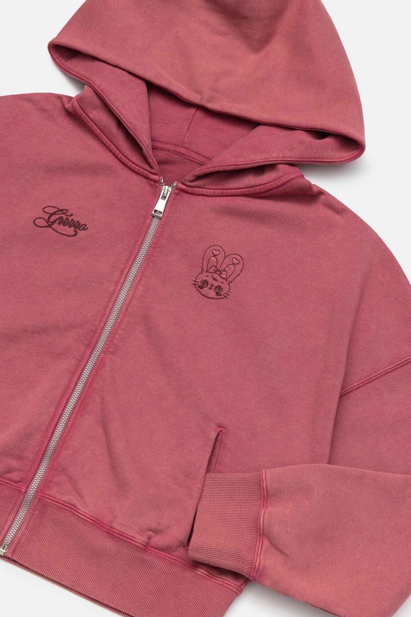 GROCERY x GRRRR WASHED ZIP UP HOODIE/ RASPBERRY - GROGROCERY
