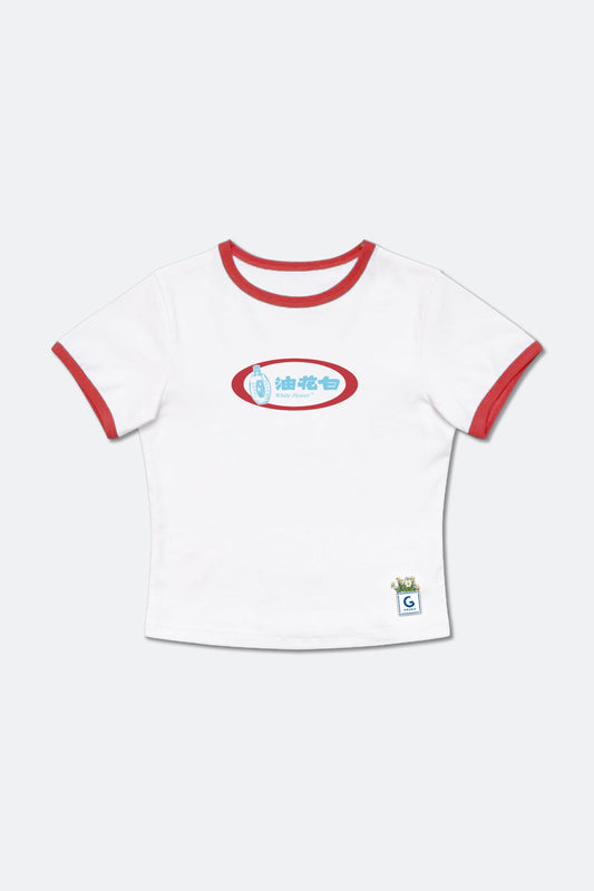GROCERY x HOE HIN PAK FAH YEOW LOGO RINGER BABY TEE/ WHITE - GROGROCERY