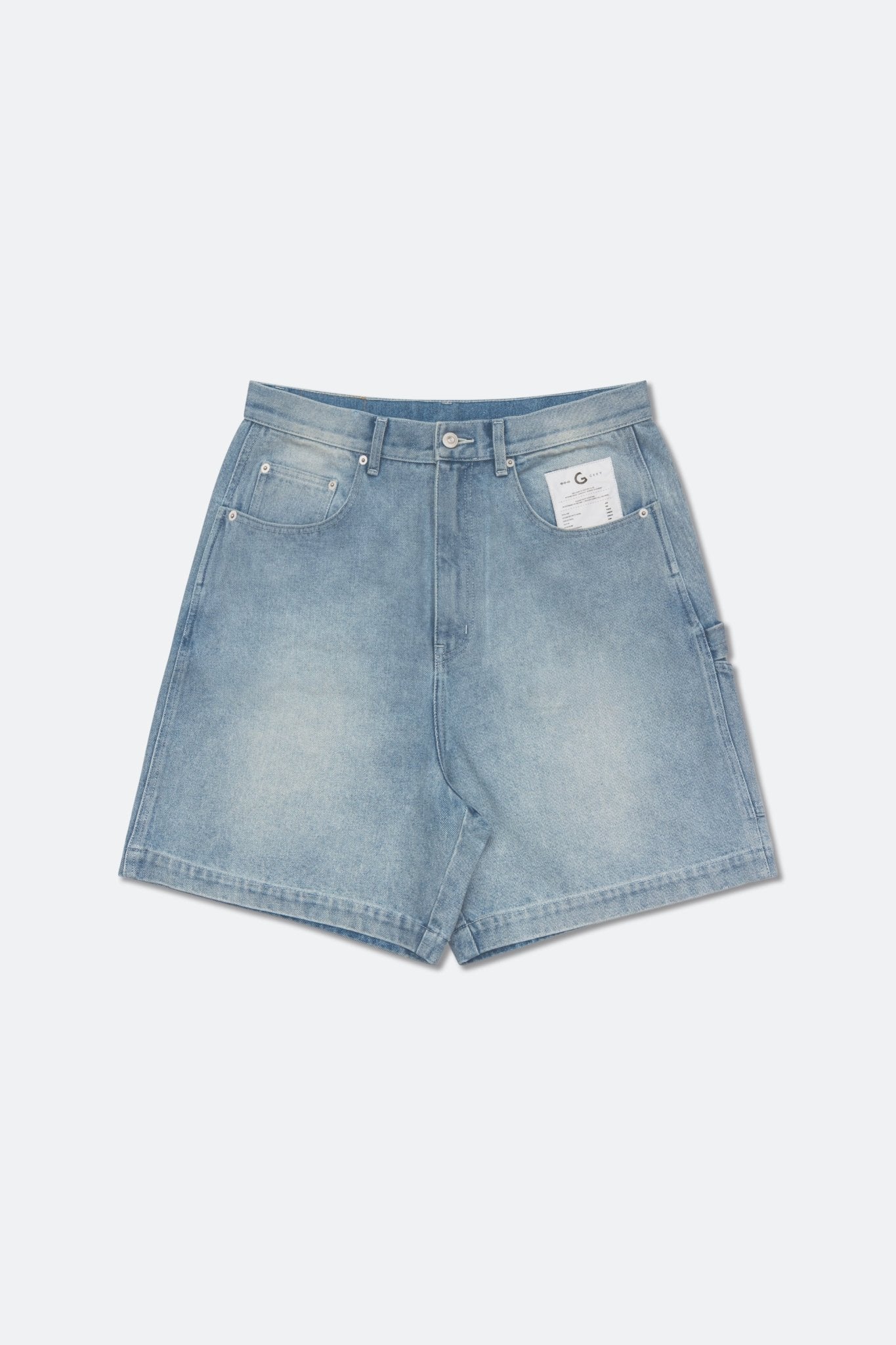 GROCERY X ICECREAM EMBROIDERY LOGO WASHED DENIM SHORTS/ LIGHT BLUE - GROGROCERY