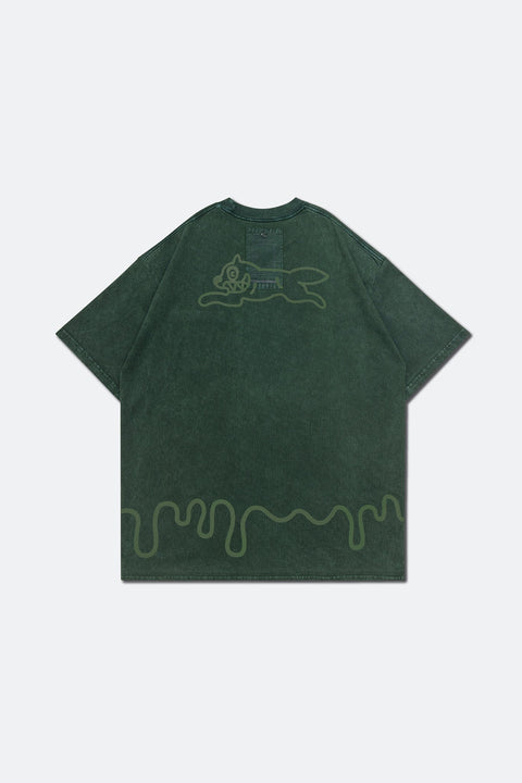 GROCERY X ICECREAM RUNNING DOG SNOW WASHED INVOICE POCKET TEE/ FOREST GREEN - GROGROCERY