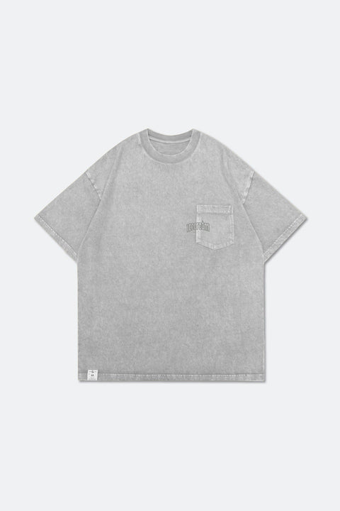 GROCERY X ICECREAM RUNNING DOG SNOW WASHED INVOICE POCKET TEE/ WASHED GREY - GROGROCERY