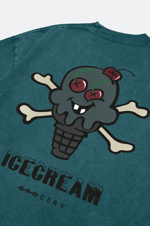 GROCERY X ICECREAM SNOW WASHED CONES AND BONES POCKET TEE/ DARK TEAL - GROGROCERY