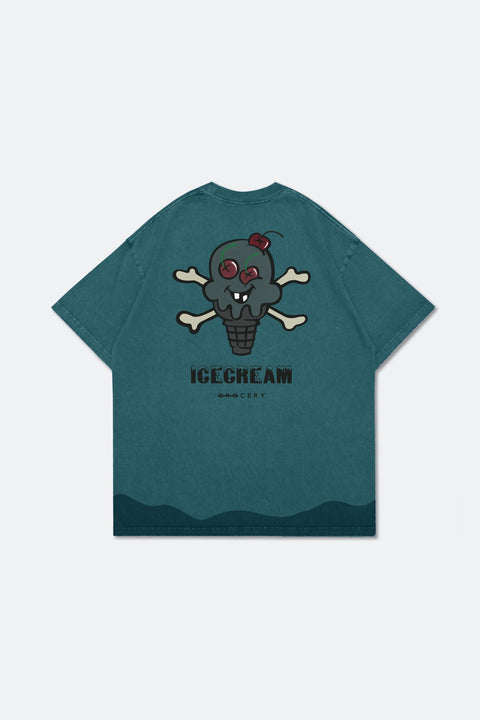 GROCERY X ICECREAM SNOW WASHED CONES AND BONES POCKET TEE/ DARK TEAL - GROGROCERY
