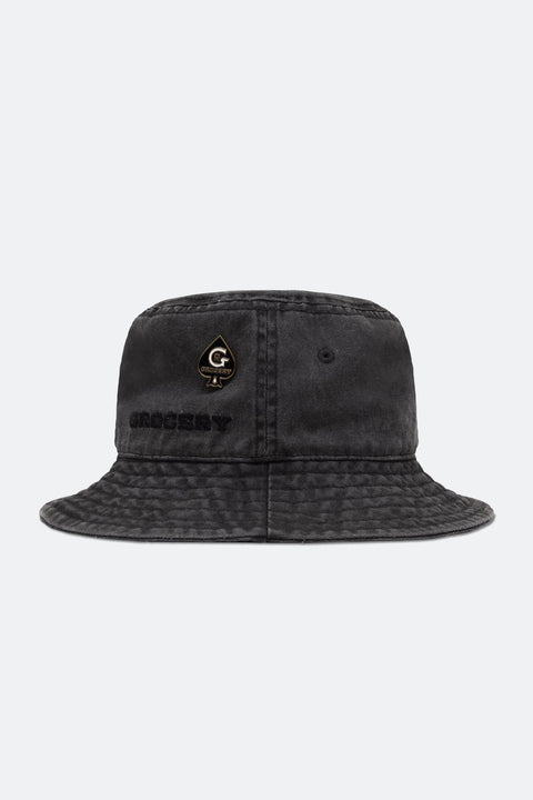 GROCERY x KATOL WASHED EMBROIDERY LOGO BUCKET HAT/ WASHED BLACK - GROGROCERY