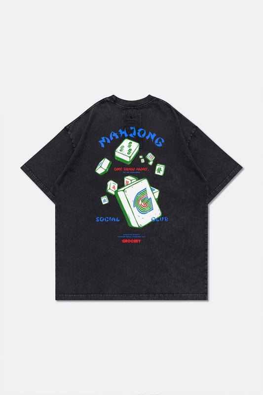 GROCERY x MR. MAHJONG WASHED GRAPHIC TEE/ BLACK - GROGROCERY