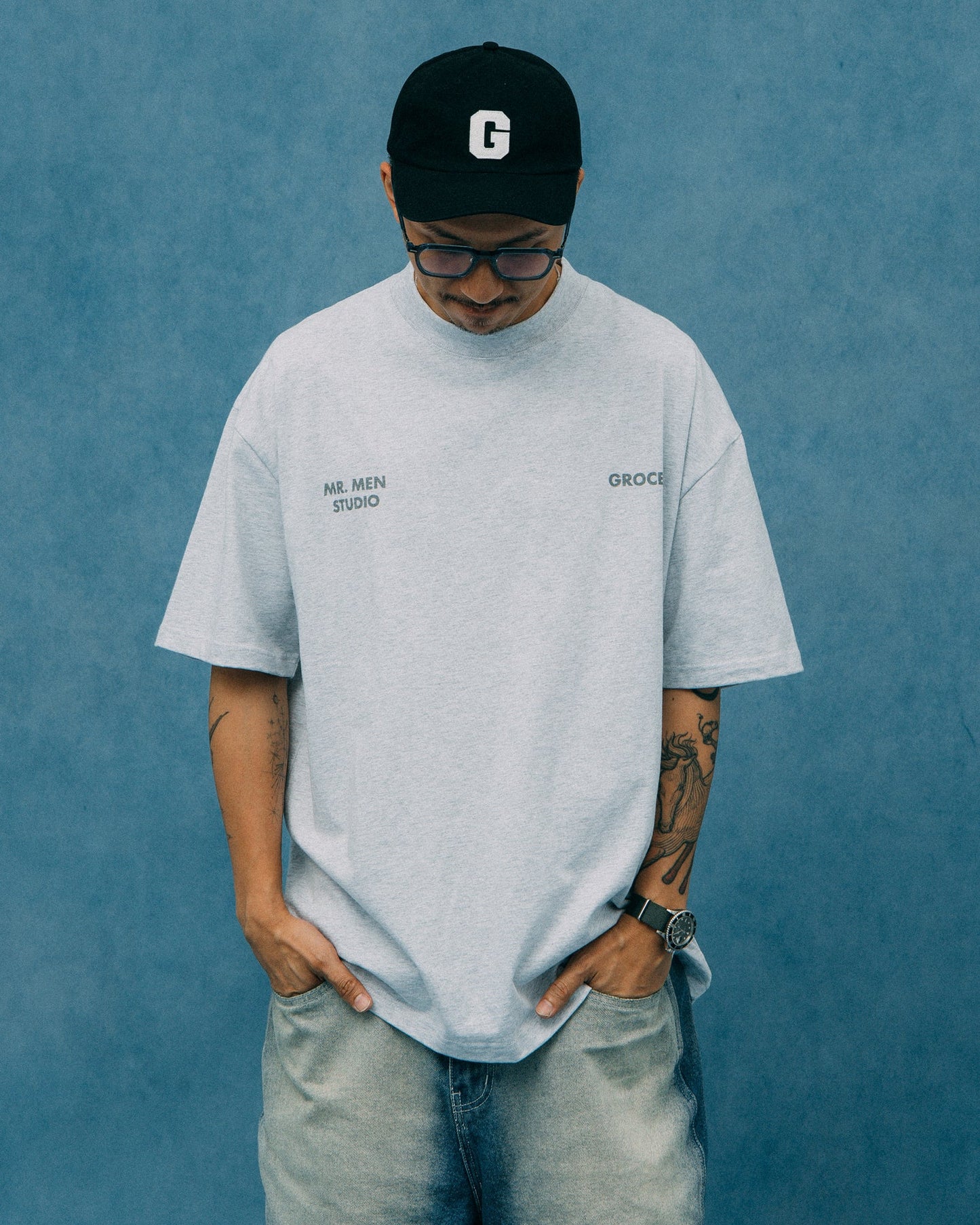 GROCERY X MR MEN STUDIO PASTEL GRAPHIC TEE/ GREY - GROGROCERY