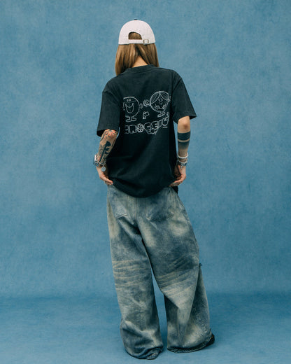 GROCERY X MR MEN STUDIO SKETCH GRAPHIC TEE/ WASHED BLACK - GROGROCERY