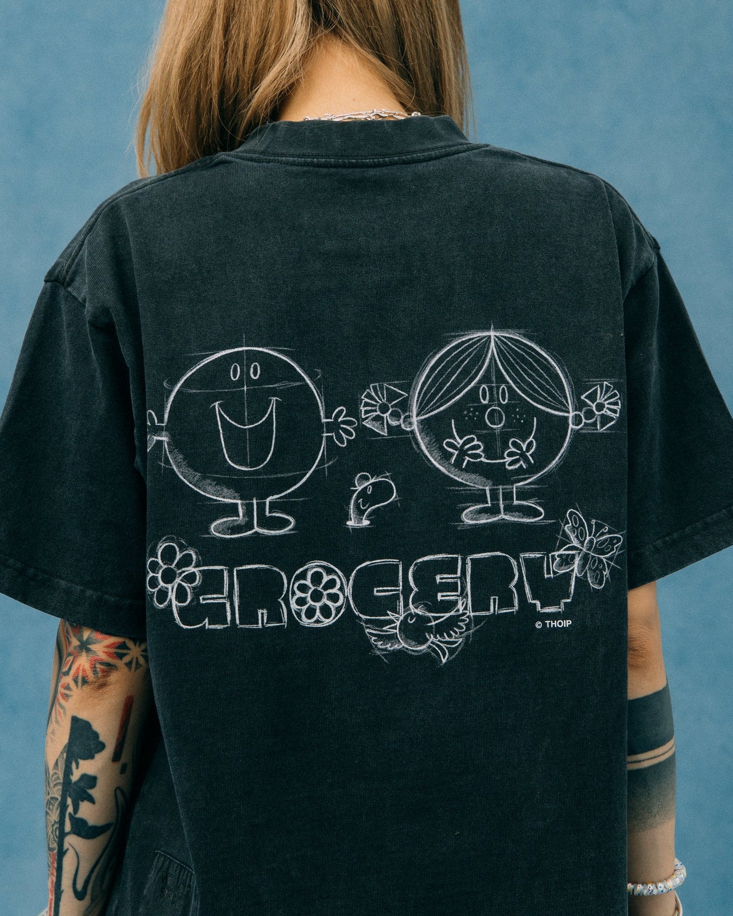GROCERY X MR MEN STUDIO SKETCH GRAPHIC TEE/ WASHED BLACK - GROGROCERY
