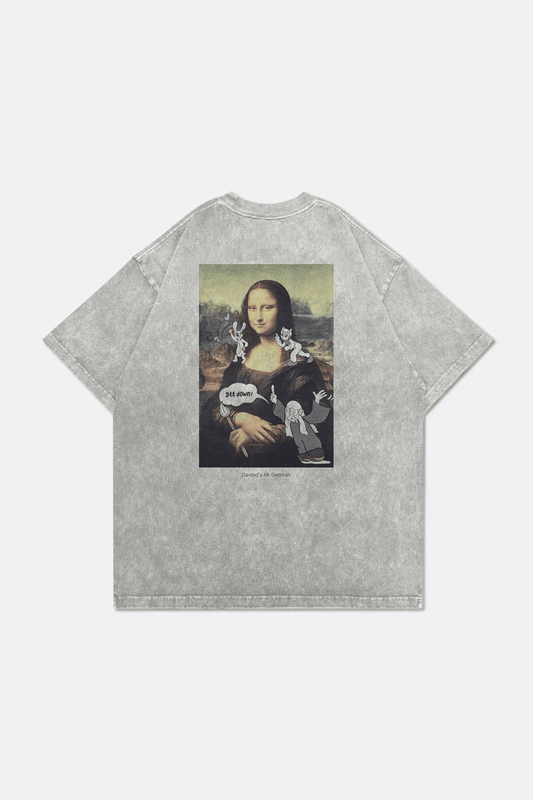 GROCERY X MR. OWLMAN & FRIENDS MONA LISA WASHED TEE/ GREY - GROGROCERY