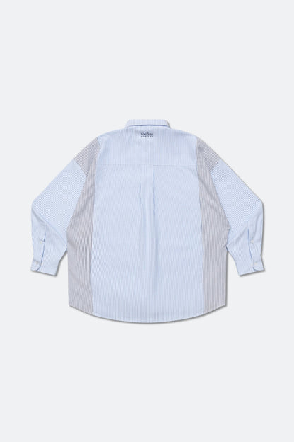GROCERY X NEEDLESS CHINESE BUTTON STRIPE SHIRT/ BLUE & GREY - GROGROCERY