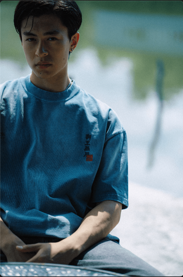 GROCERY X NEEDLESS PAINTED WASHED LOGO TEE/ TEAL BLUE - GROGROCERY