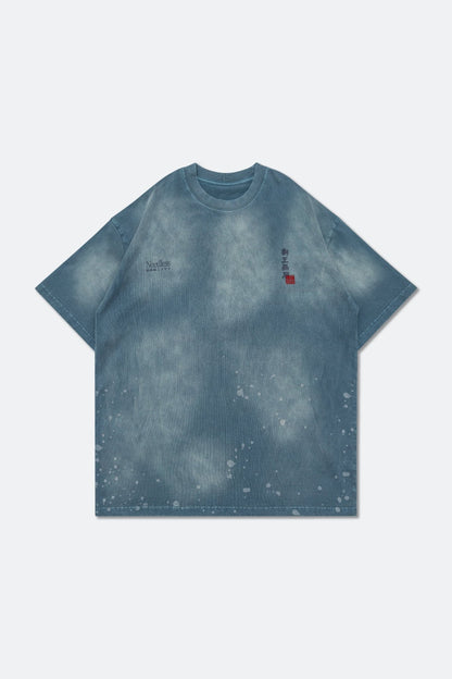 GROCERY X NEEDLESS PAINTED WASHED LOGO TEE/ TEAL BLUE - GROGROCERY