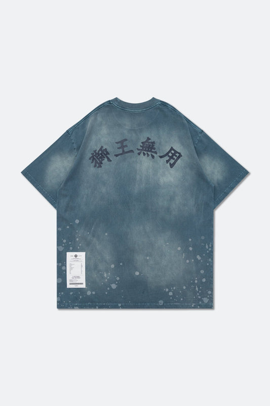 GROCERY X NEEDLESS PAINTED WASHED LOGO TEE/ TEAL BLUE - GROGROCERY