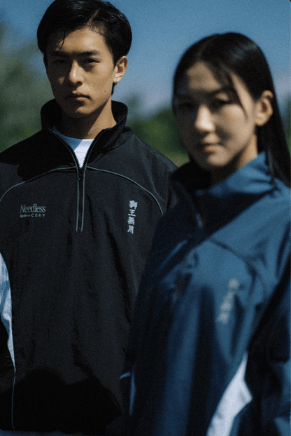 GROCERY X NEEDLESS REFLECTIVE HALF ZIP TRACK JACKET/ BLACK - GROGROCERY