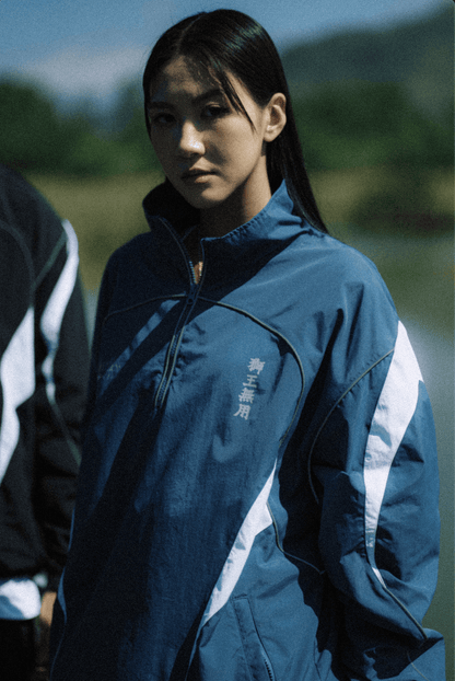 GROCERY X NEEDLESS REFLECTIVE HALF ZIP TRACK JACKET/ TEAL BLUE - GROGROCERY