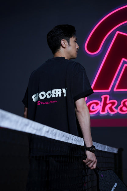 GROCERY x PICK AND MATCH WASHED LOGO BOXY TEE/ BLACK - GROGROCERY