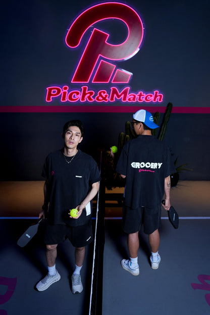 GROCERY x PICK AND MATCH WASHED LOGO BOXY TEE/ BLACK - GROGROCERY