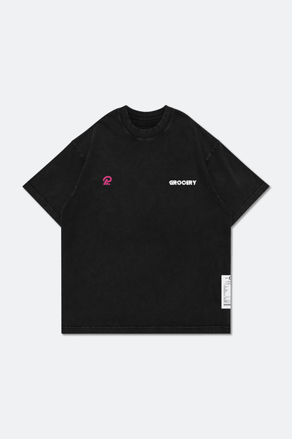 GROCERY x PICK AND MATCH WASHED LOGO BOXY TEE/ BLACK - GROGROCERY