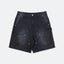 GROCERY X SCENE HEAVY WASHED DOUBLE KNEE VINTAGE WORKER SHORTS/ BLACK - GROGROCERY