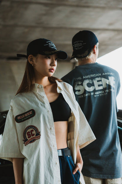 GROCERY X SCENE PAINTED CLASSIC WASHED POCKET INVOICE/ STEEL GRAY - GROGROCERY