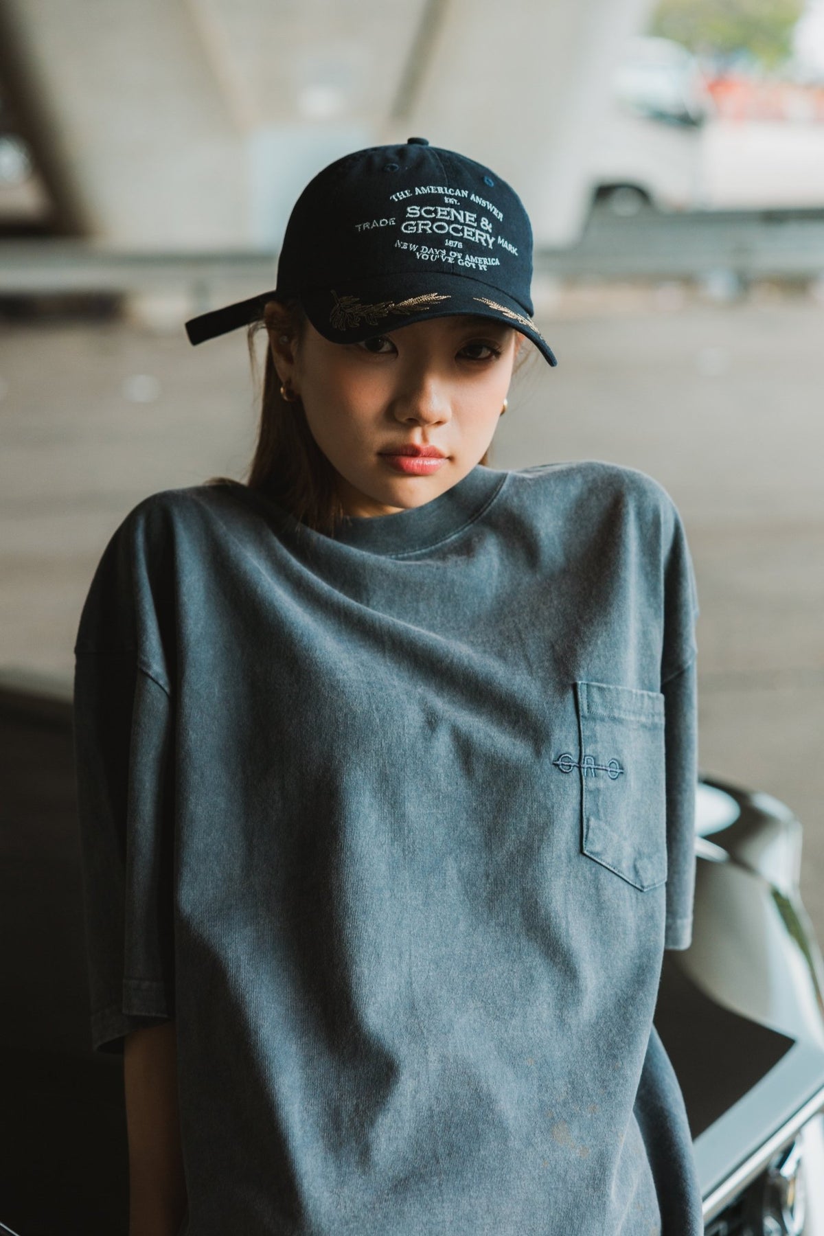 GROCERY X SCENE PAINTED CLASSIC WASHED POCKET INVOICE/ STEEL GRAY - GROGROCERY