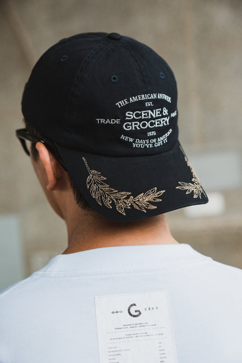 GROCERY X SCENE PEACE EMBROIDERY CAP/ NAVY - GROGROCERY