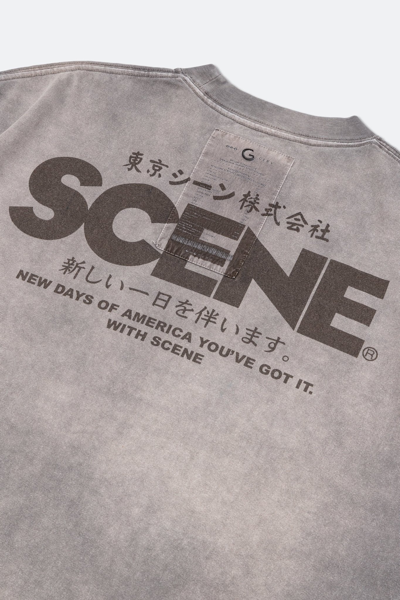 GROCERY x SCENE RETRO LOGO WASHED TEE/ FADED GREY - GROGROCERY